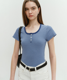 CLASSIC SCOOP NECK TOP BLUE STRIPE_UDTS4B222B2