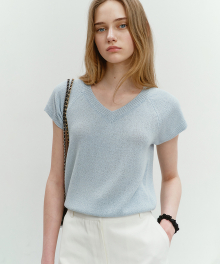 SUMMER LINEN V-NECK KNIT BLUE_UDSW4B233B2