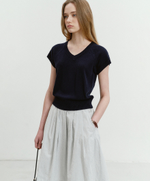 SUMMER LINEN V-NECK KNIT NAVY_UDSW4B233N2