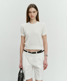 SUMMER COTTON CREW NECK KNIT OFF WHITE_UDSW4B232OW