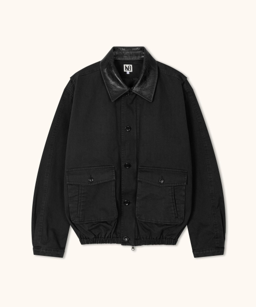 W Carter cow leather collar jacket black