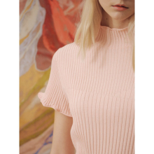 [Oasis] Cotton Pleats Short Pullover  Baby Pink