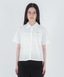 Basic cotton line half shirts WHITE