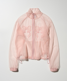 Mesh Sheer Zip-Up Jacket Pink