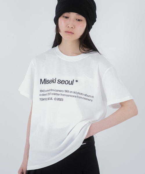 ◆MISEKI SEOUL◆ Tilt quote short sleeves WHITE MSK252TS12WH 미세키서울(MISEKI SEOUL) Misekiseoul short sleeves WHITE