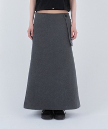 Waist pocket bag  pigment long skirt CHARCOAL