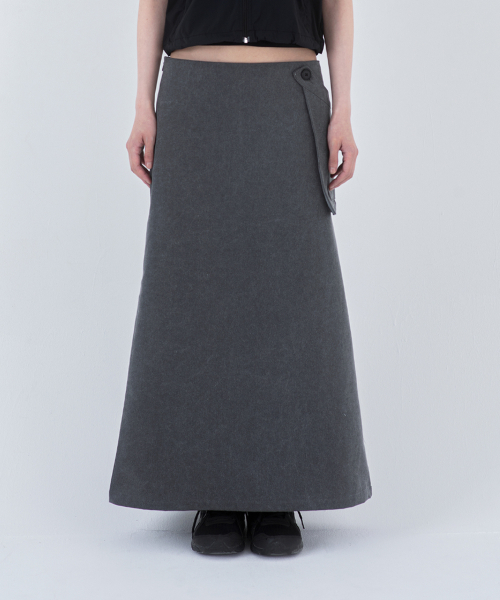 【Miseki SEOUL】Waist pocket bag pigment long skirt 미세키서울(MISEKI SEOUL) Waist pocket bag pigment long skirt
