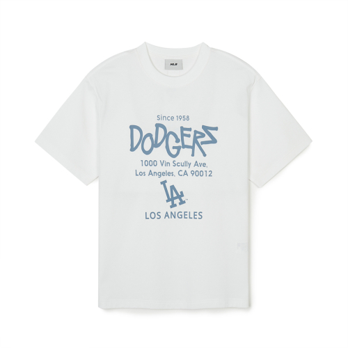 스트릿 레터링 오버핏 반팔 티셔츠 LA (White)