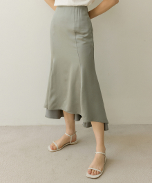 DRAW PANEL LONG SKIRT ASH GREEN