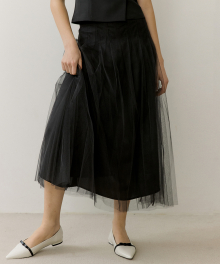 DRAW GLISSE SKIRT BLACK