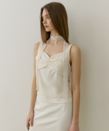 PETAL LAYERED TIE SLEEVELESS CREAM SILK