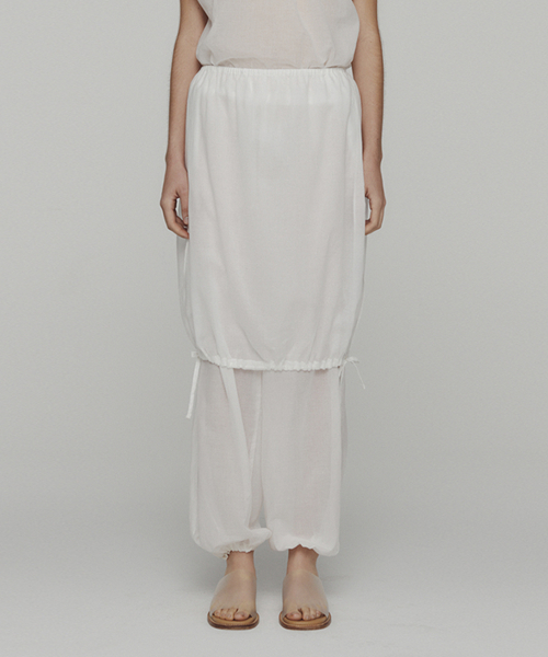 아모멘토(AMOMENTO) DRAWSTRING LAYERED BANDING PANTS_WHITE