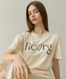 DRAW HEART PUFF T-SHIRTS CREAM YELLOW