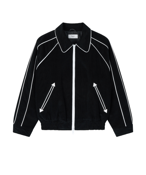 PIPED BLOUSON JACKET CORDUROY BLACK