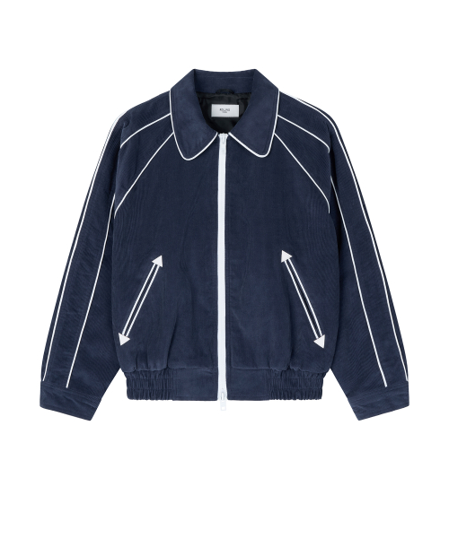 PIPED BLOUSON JACKET CORDUROY NAVY