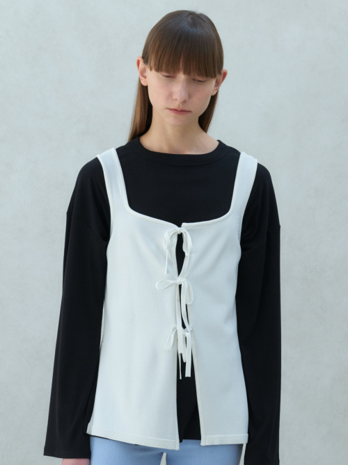 Flora Tie Vest_Ivory