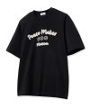 블랙 세미오버핏 아치 자수 로고 티셔츠 (TNTS4E211BK)