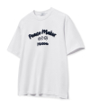 화이트 세미오버핏 아치 자수 로고 티셔츠 (TNTS4E211WT)