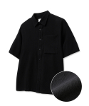 티엔지티(TNGT) 블랙 Kinoshita 오버핏 시어서커 셔츠 (TNSH4E201BK)