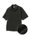 카키 오버핏 오픈카라 실키 쿠반 셔츠 (TNSH4E200K2)