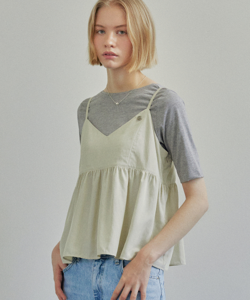 Топ без рукавов с оборками / Khaki Beige