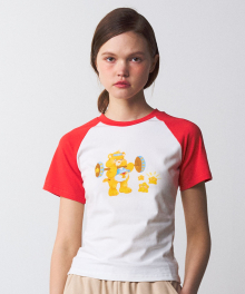[WOMENS EDITION] USA GYM 케어베어 래글런 반팔 티셔츠 레드