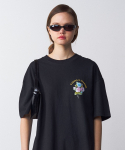 비욘드클로젯(BEYOND CLOSET) 플로럴 케어베어 오버핏 반팔 티셔츠 블랙