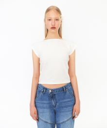BACK OPEN STRING TEE (ivory)