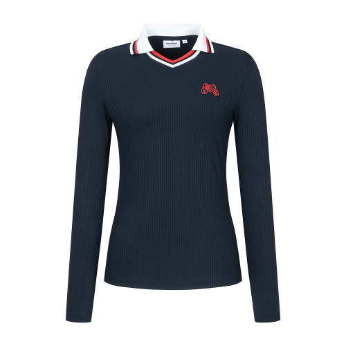 Ribbed Color Collar T-Shirts_Navy