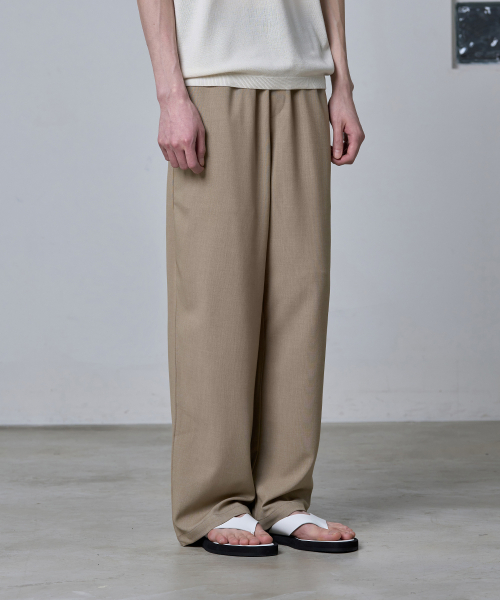 MUSINSA | AGAINST ALL ODDS wide banded slacks [beige]