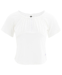 플라즈마 스페어(PLASMA SPHERE) HOOK T-SHIRT IN WHITE (셔링 코르셋 티셔츠)