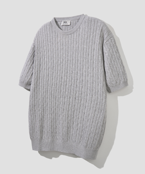 Кабельный трикотажный пуловер из хлопка и модала [Grey]