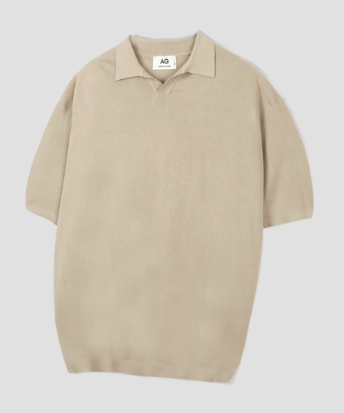Плоский воротник полукроп трикотаж — Beige