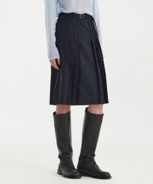 Pleats Midi Skirt - Navy