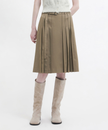 Pleats Midi Skirt - Beige