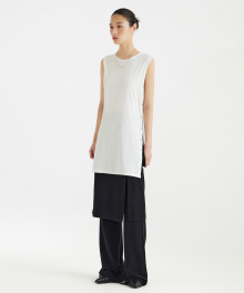 Side Snap Sleeveless Top - White