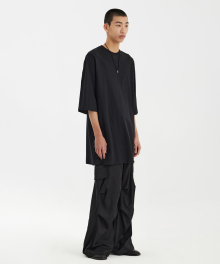 Inverted Pleat H/S T-Shirt - Black