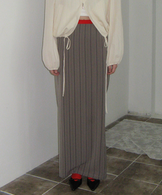 노앤뮤트(NONMUTE) Maxi Skirt Stripe Beige