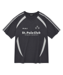 세인트페인(SAINTPAIN) SP M.M.C 로고 엠블럼 라인 티셔츠-차콜