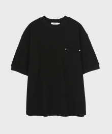 빈티지 슬라브 하프 티셔츠 Black