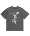 그리쉬(GRISH) 로즈 블러 피그먼트 티셔츠 블랙차콜