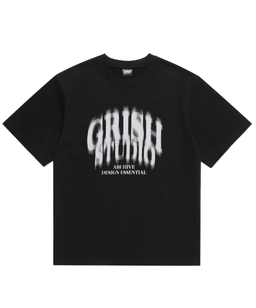 MUSINSA | GRISH Signature Blur Logo T-shirt Black