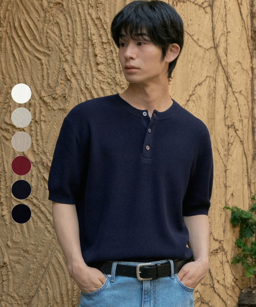 Cool Washable Henley Neck Half Knit