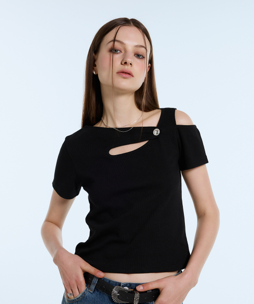 LARTIGENT☆L11 ONE SHOULDER TOP 라티젠(LARTIGENT) L11 ONE SHOULDER TOP(BLACK) - 사이즈