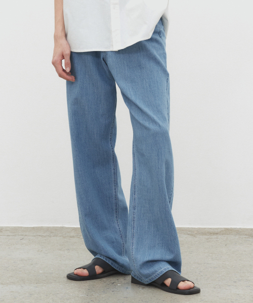 Широкие джинсы со средней посадкой Linen Like DCPT039Blue
