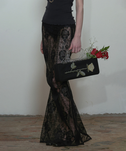 스컬프터(SCULPTOR) Table Cloth Maxi Skirt Glossy Black - 사이즈