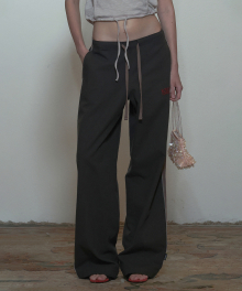 Mesh Piping Linen Pants Charcoal