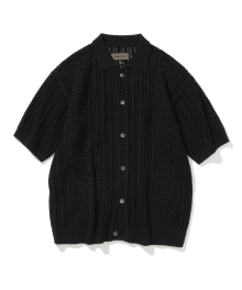 crochet s/s knit cardigan black