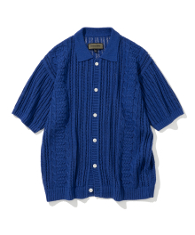 crochet s/s knit cardigan blue