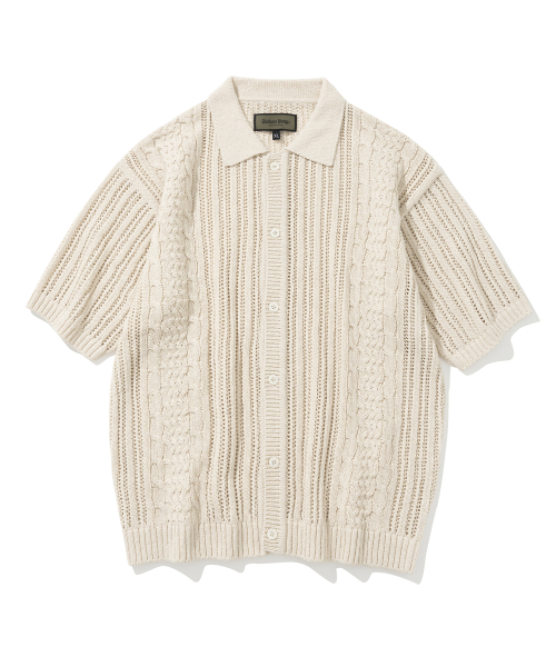 crochet s/s knit cardigan кремовый